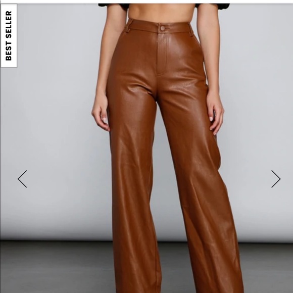 faux leather high rise pants- IN BLACK - Picture 1 of 2